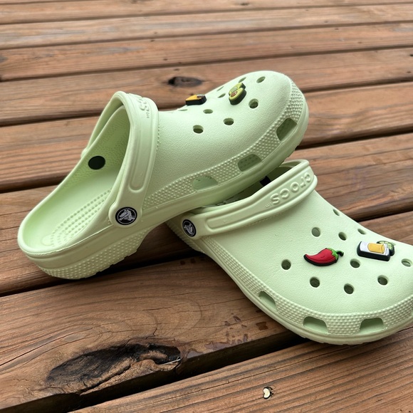 Light green Crocs w/ avocado and margarita jibbitz! - Picture 1 of 8